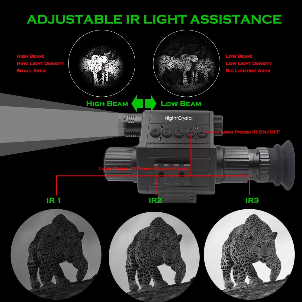 M5 Night Vision Rifle Scope Hunting Video Camera DVR Adjustable IR