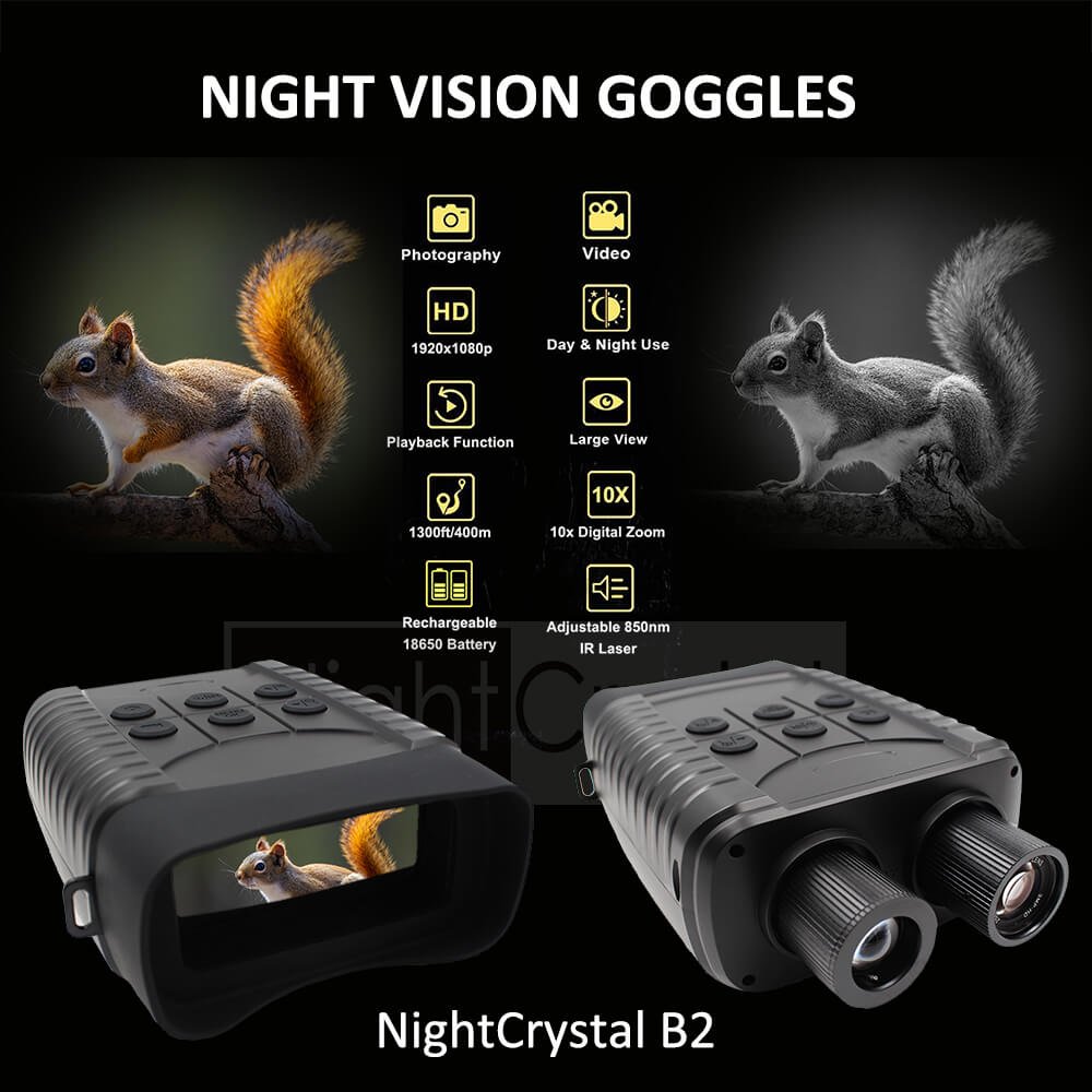 NightCrystal B2 Digital Night Vision Binoculars Goggles with 3inch Large View Screen Infrared Spy Gear for Hunting & Surveillance Selling Points