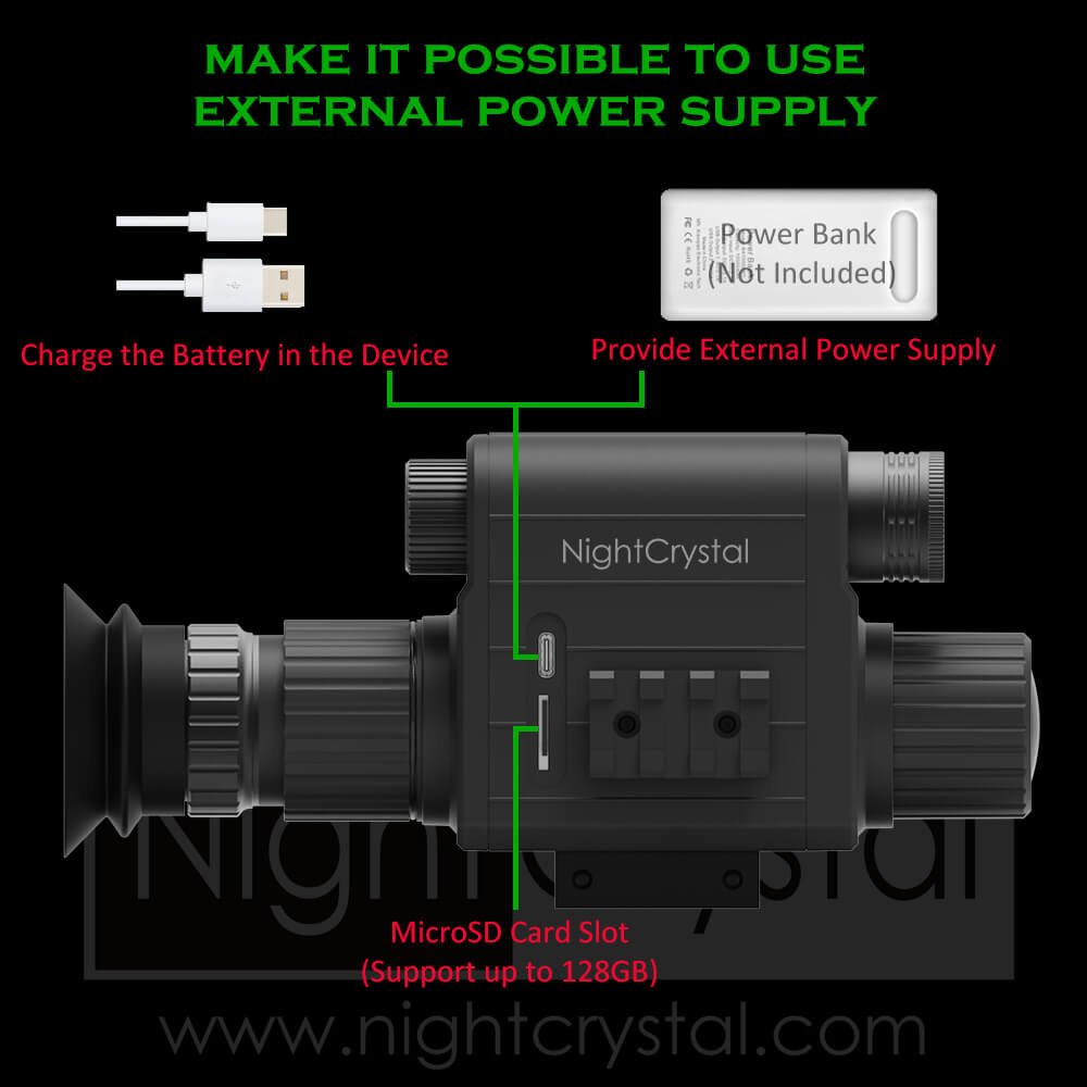 NightCrystal Megaorei 5 Night Vision Scope Interfaces External Power Supply Possible (www.nightcrystal.com)(black)