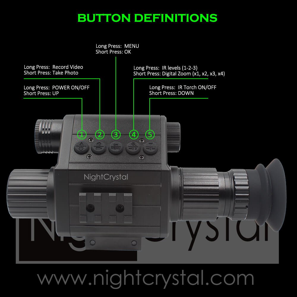 NightCrystal Megaorei M5 Black Hunting Night Vision Rifle Scope Button Definition (www.nightcrystal.com)