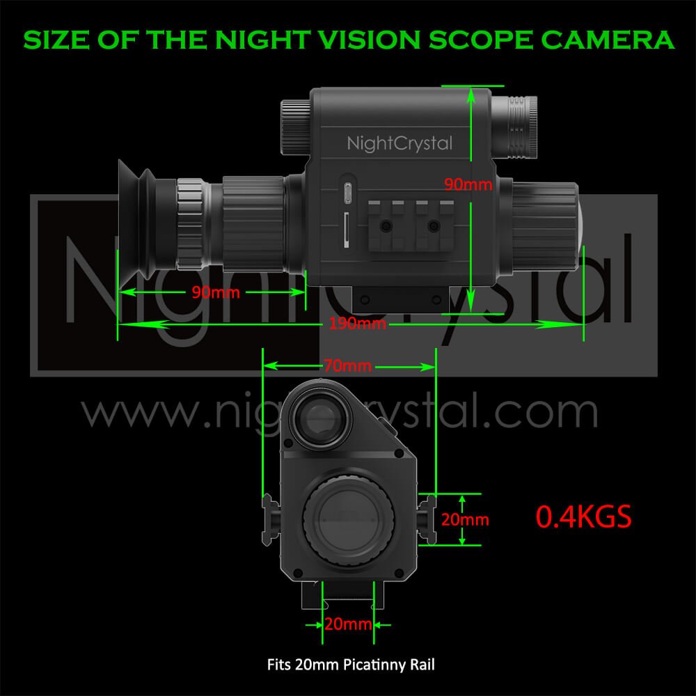 Size of NightCrystal 5 Night vision Camcorder with Adjustable Diopter Lens (www.nightcrystal.com)