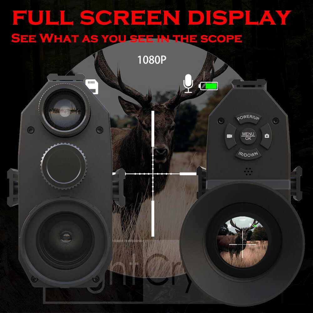 Full Size Screen NightCrystal 4B NK007 PLUS BLACK 1080p Night Vision Rifle Scope with NightCrystal