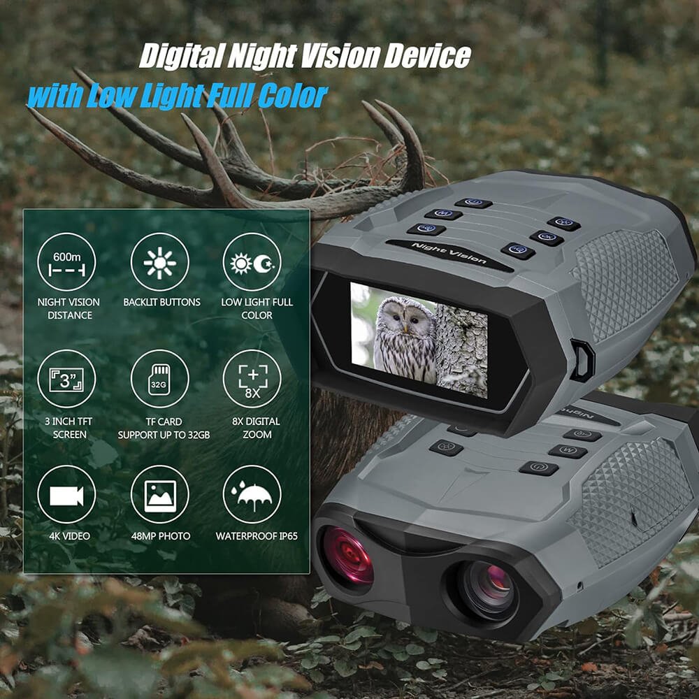 Night Vision Telescope Binoculars Camera with 4K Ultra-high-definition TFT Screen for Hunting Camping Surveillance