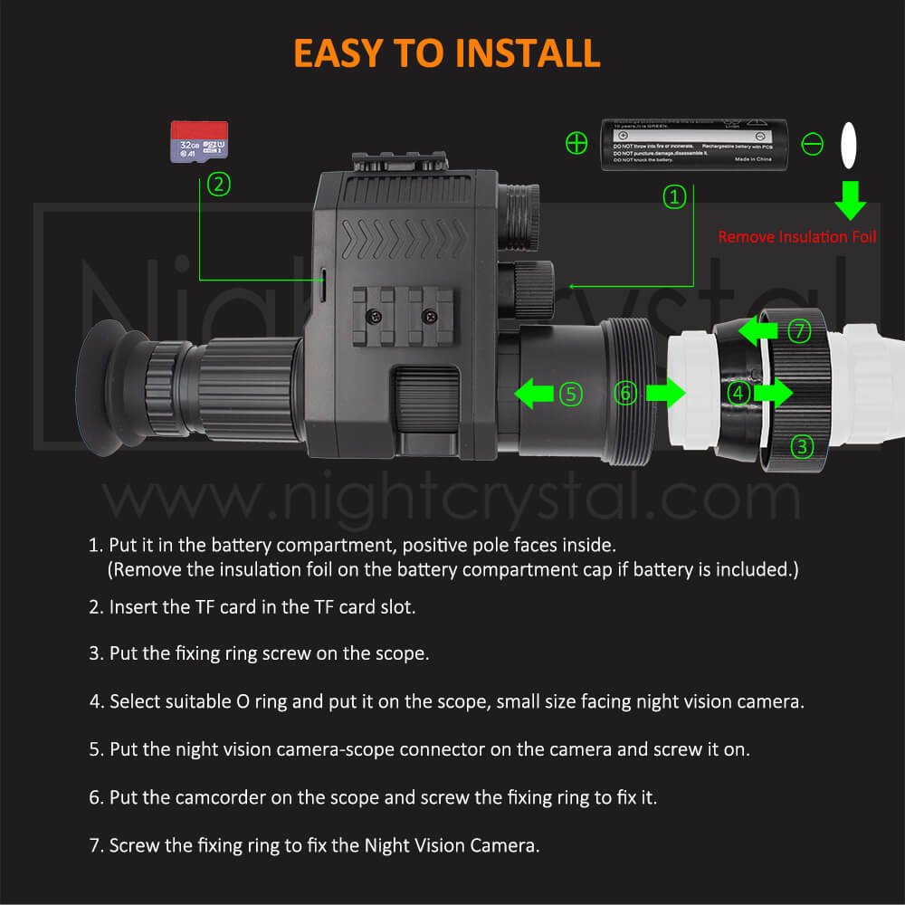 NightCrystal 4B NK007s How to install the Night Vision Scope Camcorder on the Scope