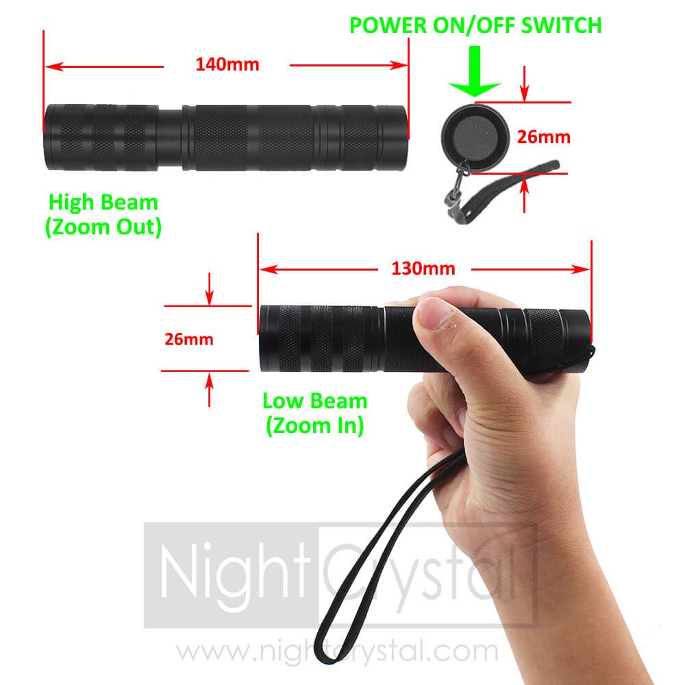Size of Focusable Infrared Flashlight IR Light Hog Hunt Bobcat Fox Rat Night Vision Hunting (nightcrystal.com)