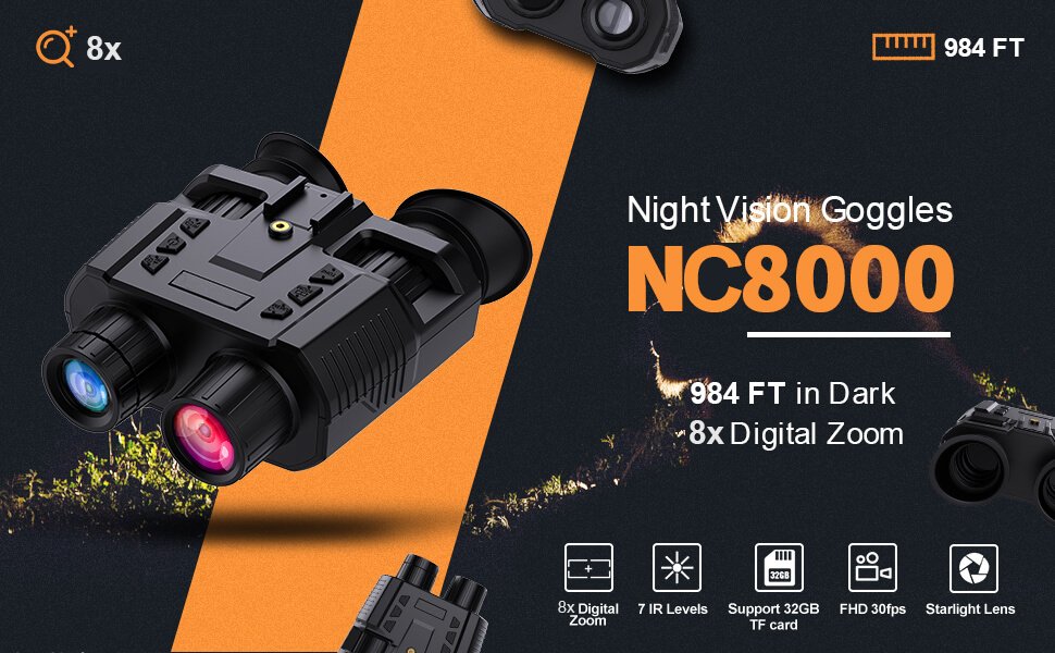 NightCrystal NC8000 3D Digital Infrared Night Vision Goggles x4 Digital Zoom