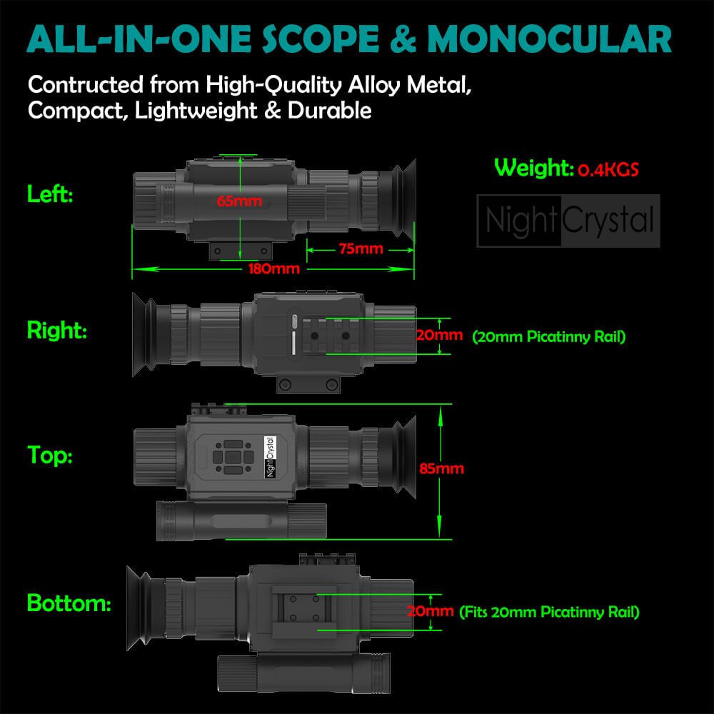 NightCrystal M6 Megaorei NK008 Night Sight - All-in-One Scope & Monocular (Size & Weight)(NightCrystal)