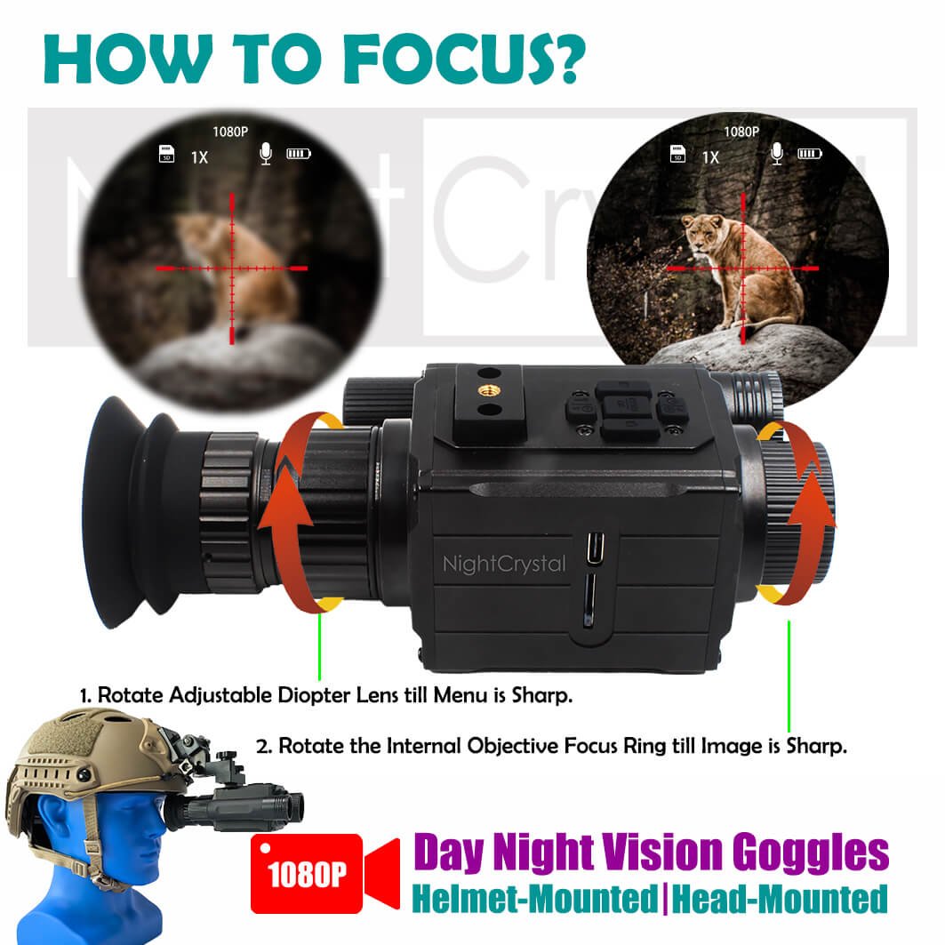 Temu-NightCrystal M7 Night Vision Goggles Helmet Mounted & Headband Mounted How to Focus (Helmet-mount)