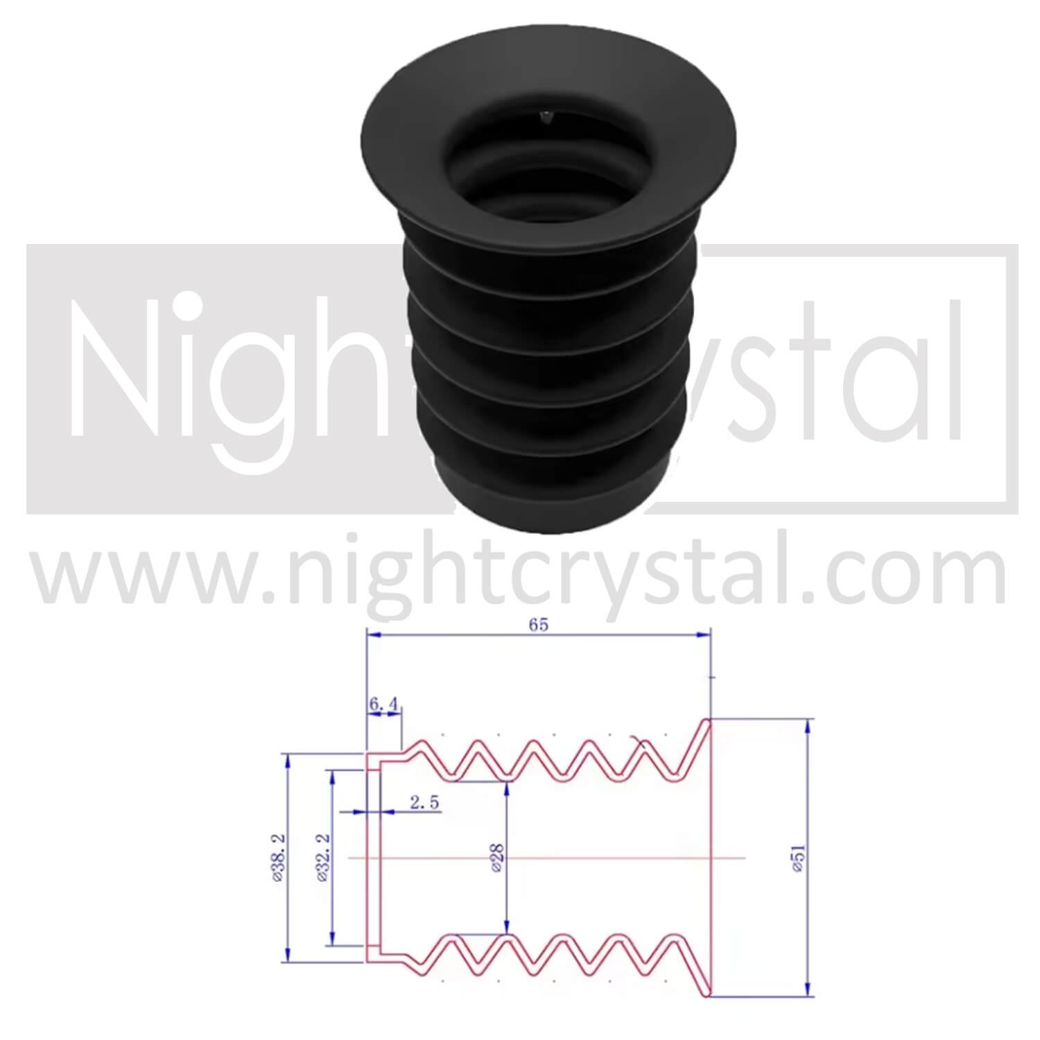 65mm Silicon Spring Eyecup for NightCrystal M6 Night Vision Scope SKU Picture (www.nightcrystal.com)