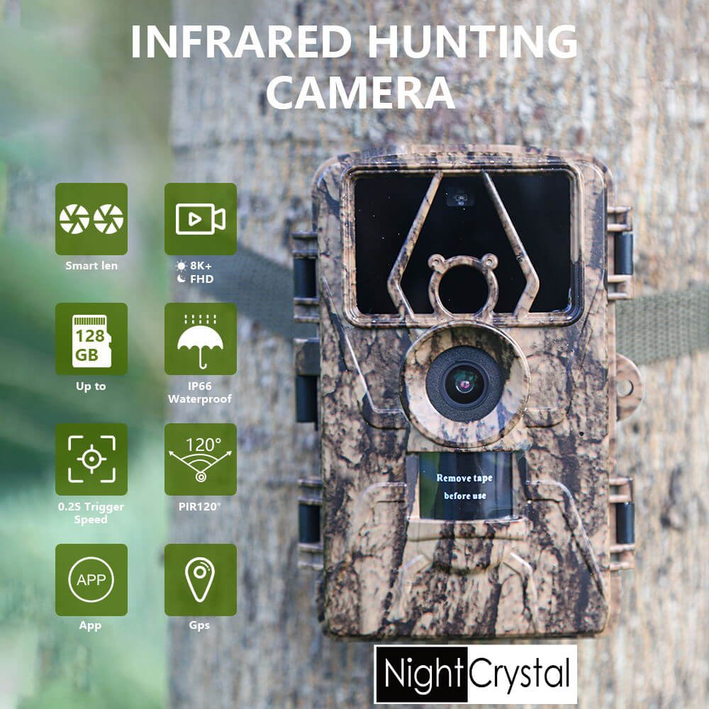 Trail Camera 8K WiFi Game Camera Motion Activated with APP Control, 120° Wide Angle, 0.2s Trigger, IR Night Vision for Hunting-3