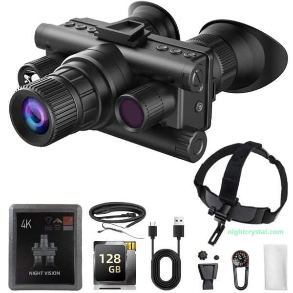NightCrystal NC9157 Head Mounted Night Vision Goggles for Adults, 4K Infrared Digital Military Tactical Grade Thermal Binoculars Telescope with Compass and 8X Digital Zoom 1