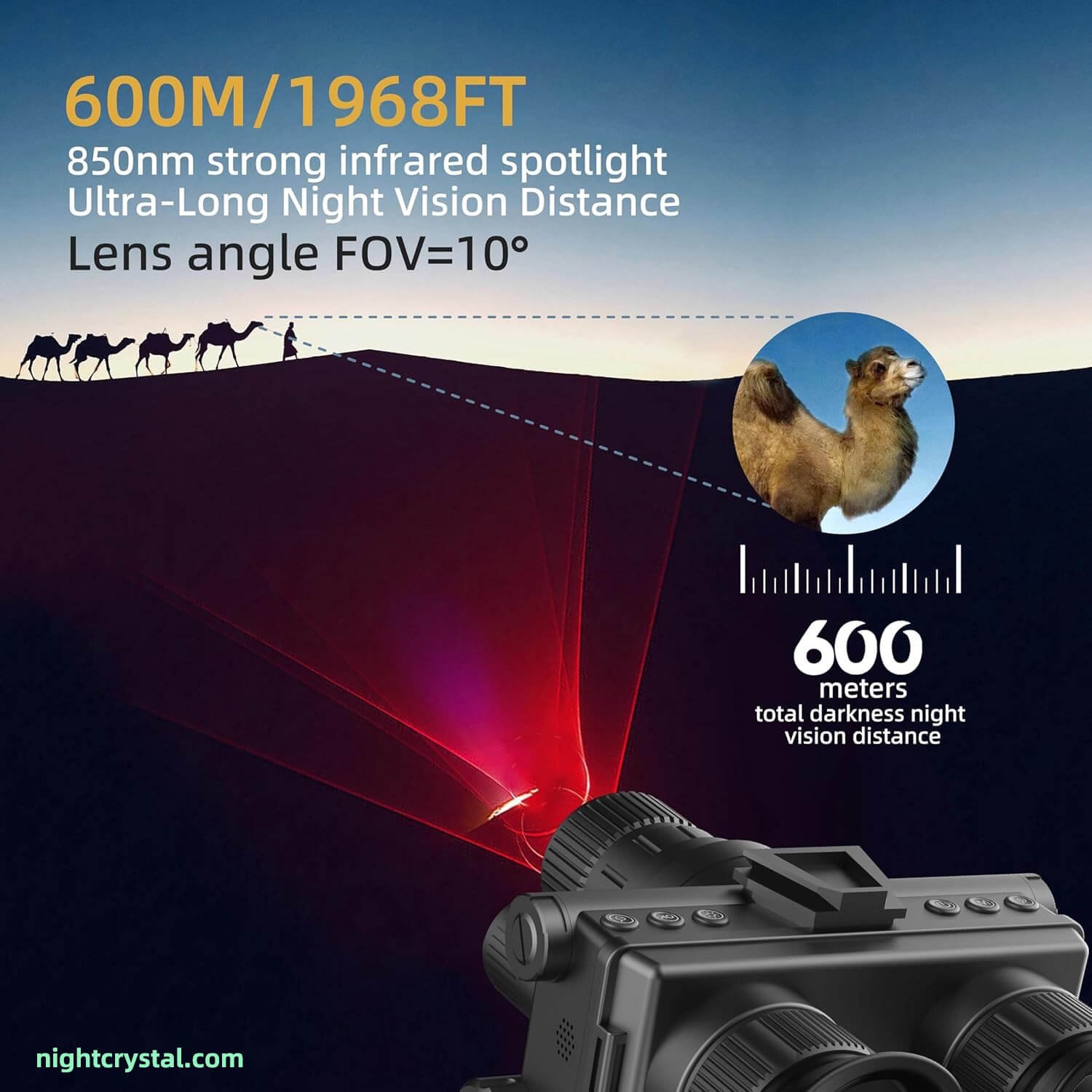 NightCrystal Z9157 Night Vision Goggles 850nm Strong Infrared Spotlight Ultra-long Night Vision Distance 600m 1968ft