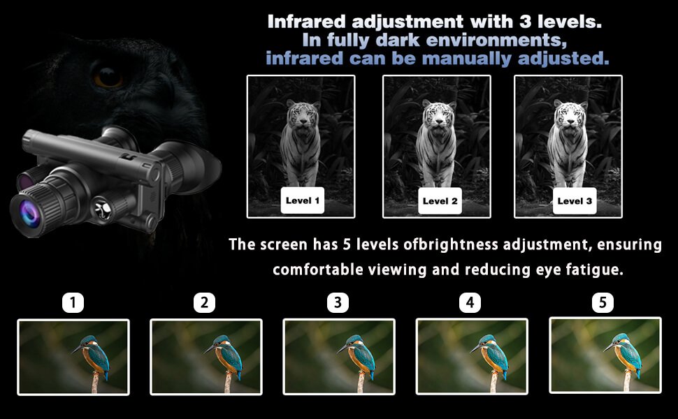 NightCrystal Z9157 Night Vision Goggles Infrared Adjustment with 3 Levels