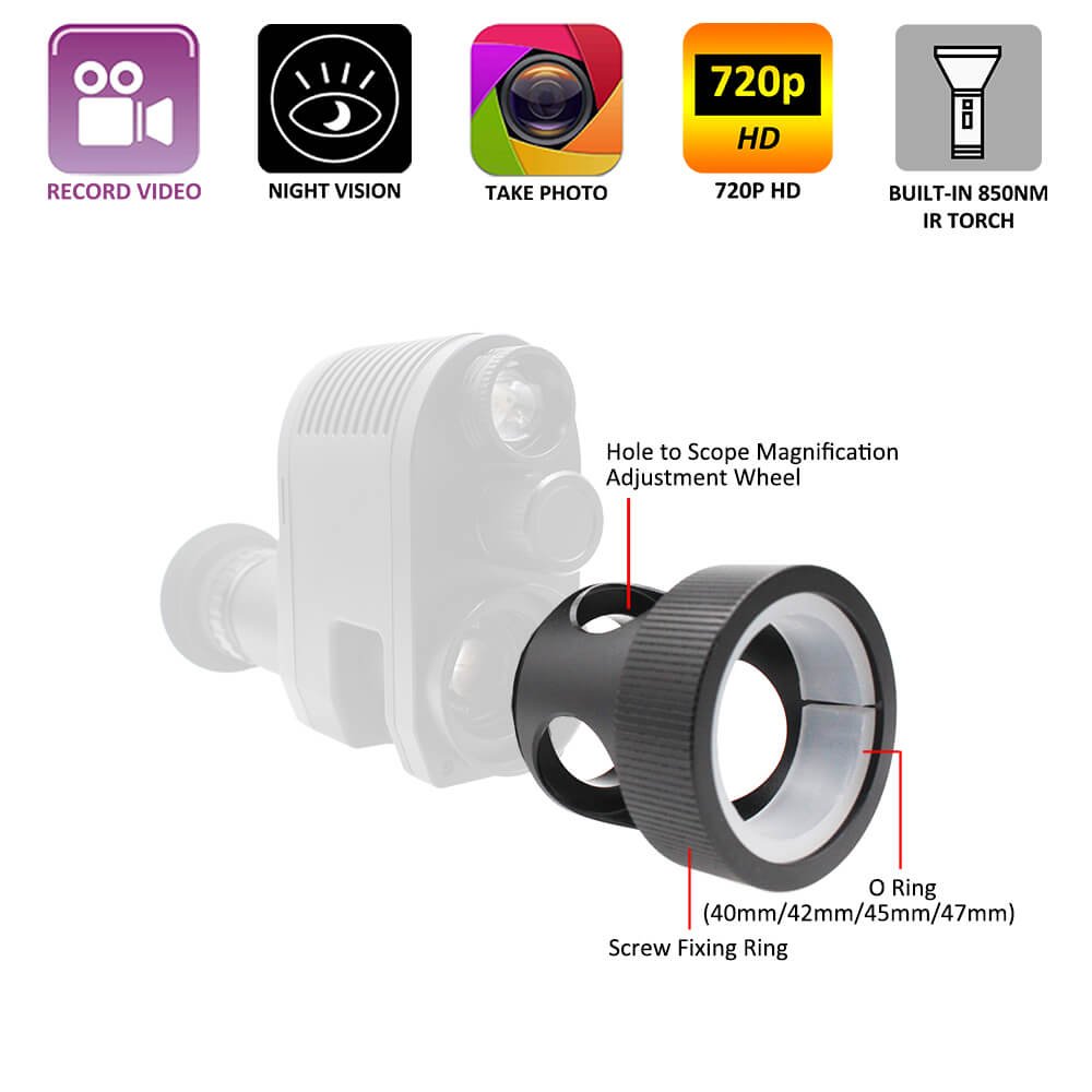NC3 Hunting Night Vision Camcorder with Adjustable Diopter Lens Part Illustration camcorder-scope connector