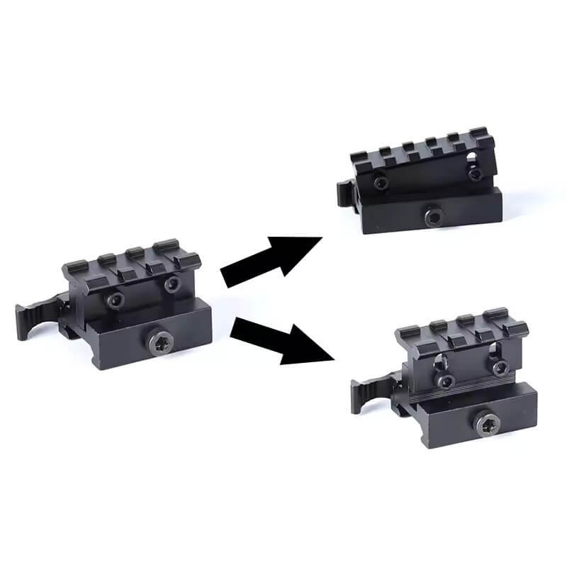 20mm Adjustable Height Picatinny Riser Mount with QD Release Adapter Offering 5 Slots for Scope Mounting 11
