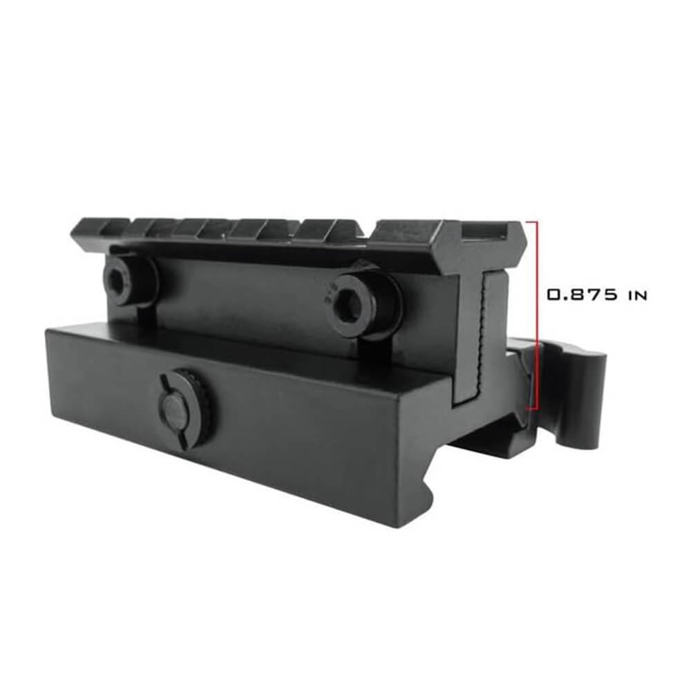 20mm Adjustable Height Picatinny Riser Mount with QD Release Adapter Offering 5 Slots for Scope Mounting 6
