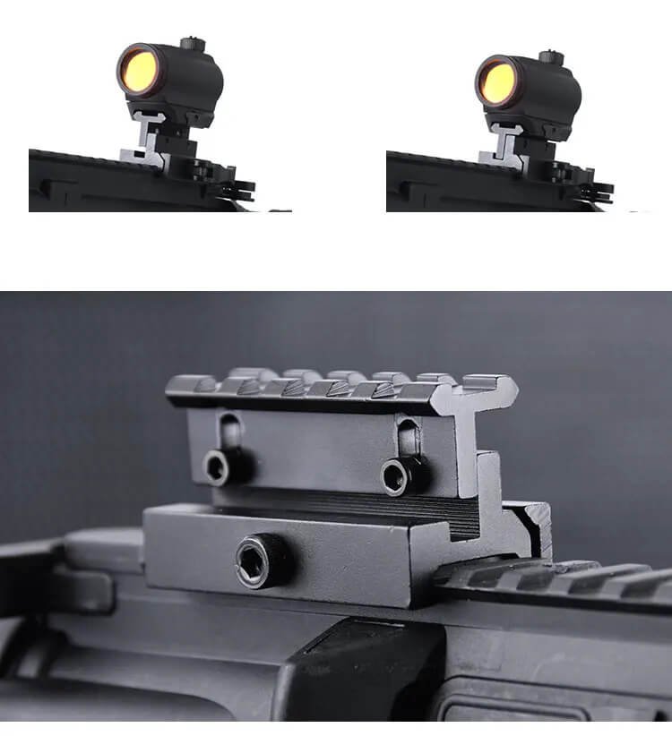 20mm Adjustable Height Picatinny Riser Mount with QD Release Adapter Offering 5 Slots for Scope Mounting 9