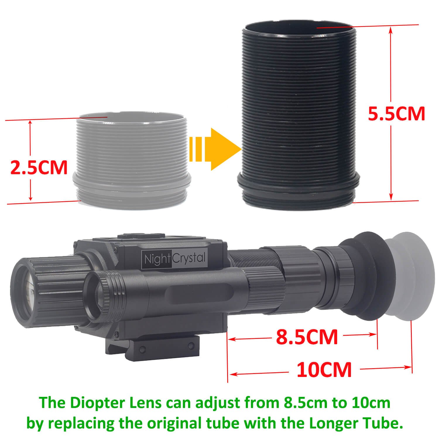 55m Longer Tube for Diopter Lens of M6A Night Vision Riflescope Hunting Camera