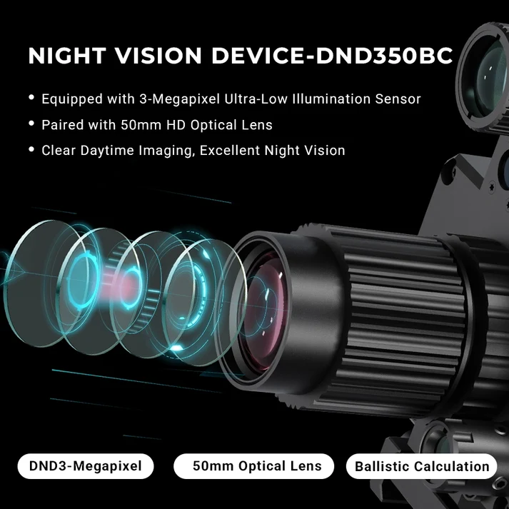 DISCOVERYOPT DND350BC Digital Night Vision Riflescope with Laser Rangefinder, Ballistic Calculator & Recording 2