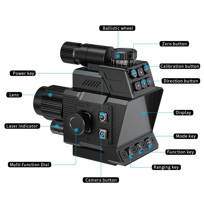 DISCOVERYOPT DND350BC Digital Night Vision Riflescope with Laser Rangefinder, Ballistic Calculator & Recording 3